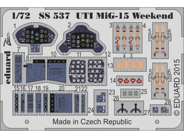 Eduard photodecoupe avion SS537 UTI Mig-15 Weekend Eduard 1/72