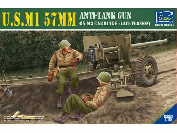 Riich Models maquette militaire RV35020 CANON ANTI-CHARS US M1 57MM Sur CHASSIS M2 (Version Tardive) 1/35