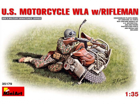 Mini Art maquette militaire 35179 ENSEMBLE MOTOCYCLETTE US TYPE WLA Avec SOLDAT US AU COMBAT 1/35