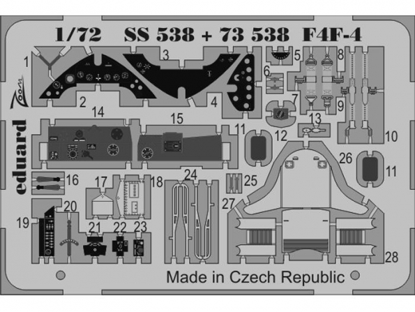 Eduard photodecoupe avion SS538 Interieur F4F-4 Airfix 1/72