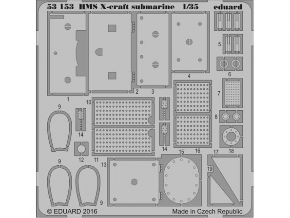 Eduard photodecoupe bateau 53153 Sous-marin HMS X-craft Merit 1/35