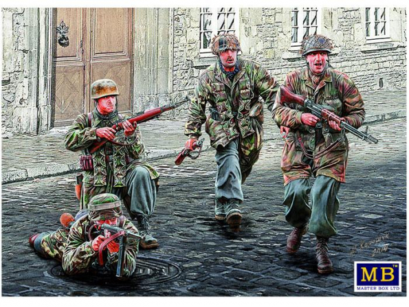 Master Box maquette figurines 35145 LES DIABLES VERTS AU COMBAT FALLSCHIRMJAGER ALLEMANDS 1944 1/35