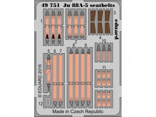 EDUARD photodecoupe avion 49751 Harnais Junkers Ju 88A-5 Icm 1/48