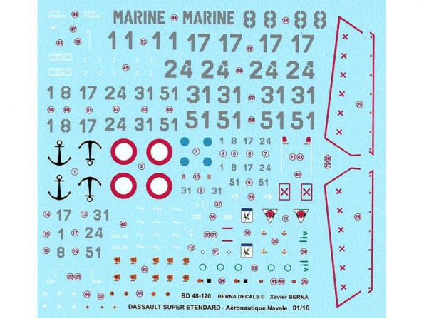 Decalques Berna decals BD48-120 Dassault super etendard SEM Kandahar AB 1/48