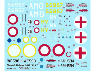 DECALQUES BERNA DECALS BD48-119 Sikorsky H-19 S-55 Français 1/48