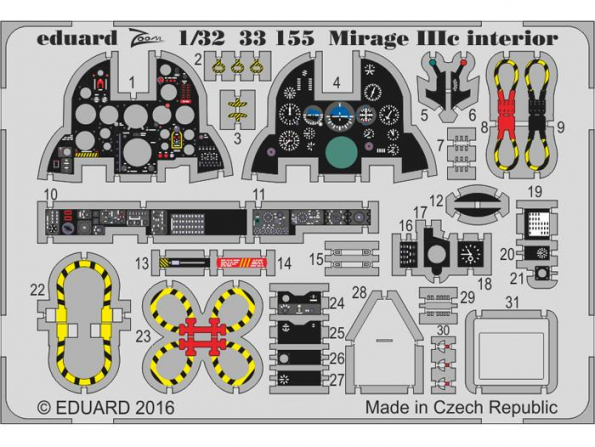 Eduard photodécoupe avion 33155 Interieur Mirage IIIc Italeri 1/32