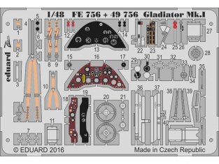 EDUARD photodecoupe avion 49756 Gladiator Mk.I Merit 1/48