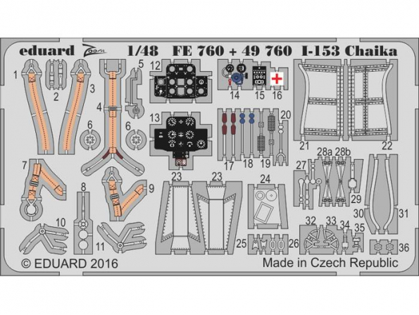 EDUARD photodecoupe avion 49760 I-153 Chaika Icm 1/48