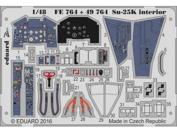 EDUARD photodecoupe avion 49764 Interieur Sukhoi Su-25K Smer 1/48