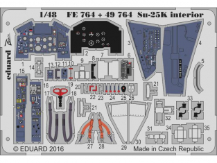 EDUARD photodecoupe avion FE764 Interieur Sukhoi Su-25K Smer 1/48