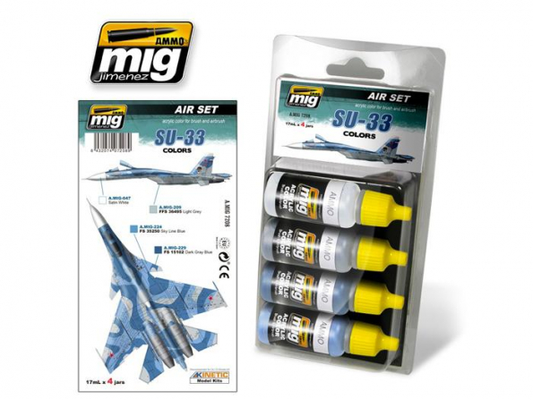 MIG peinture 7208 Set couleurs Sukhoi SU-33 4 x 17ml