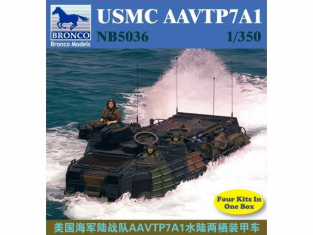 BRONCO maquette bateau nb 5036 USMC AAVTP7A1 x4 1/350