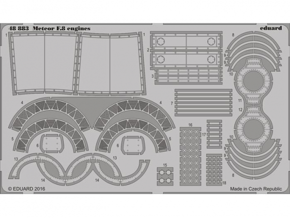 EDUARD photodecoupe avion 48883 Moteur Meteor F.8 Airfix 1/48