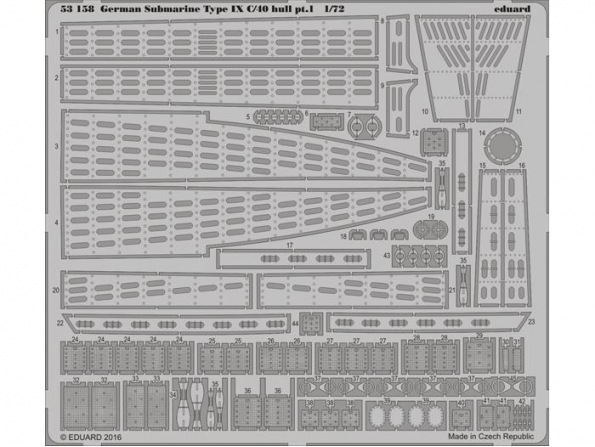 Eduard photodecoupe 53158 Sous marin Allemand Type IX C/40 Hull partie 1 Revell 1/72