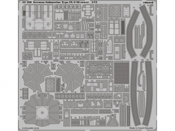 Eduard photodecoupe 53160 Sous marin Allemand Type IX C/40 Tower Revell 1/72