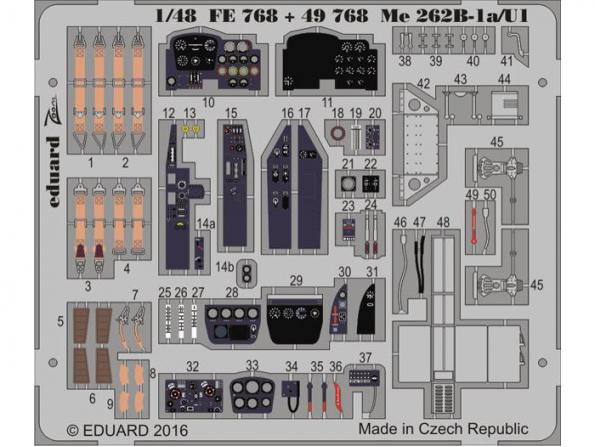 EDUARD photodecoupe avion FE768 Messerschmitt Me 262B-1a/U1 Hobby Boss 1/48