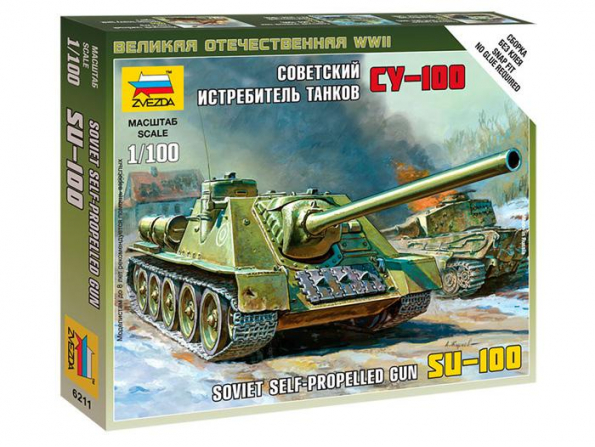 Zvezda maquette militaire 6211 Chasseur de chars Sovietique SU-100 1/100