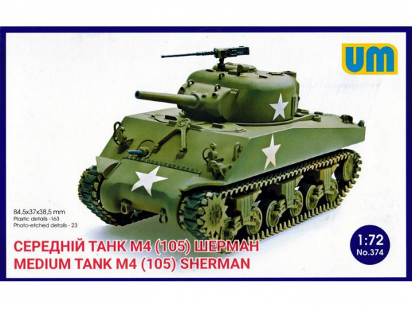 UM maquette militaire 374 CHAR MOYEN US M4 (105) 1/72