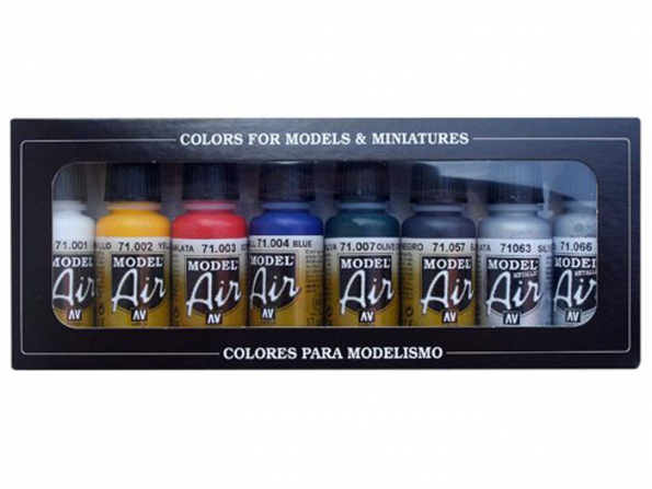 Vallejo Set Model Air 71174 Couleurs de base 8 x 17ml