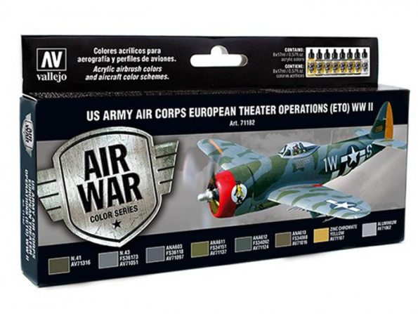 Vallejo Set Model Air 71182 US Army Air Corps en operation Theatre Europeen (ETO) WWII 8 x 17ml