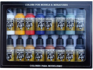 Vallejo Set Model Air 71178 Couleurs de base 16 x 17ml