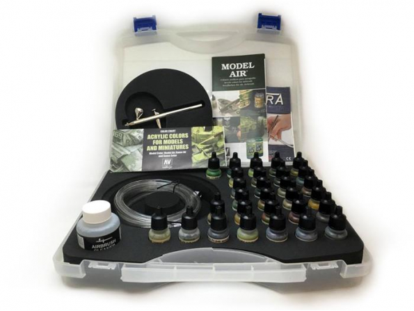 Vallejo Malette Model Air 71173 Couleurs Camouflage 29 x 17ml + Aerographe Ultra Harder & Steenbeck