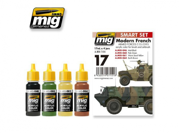 MIG peinture 7151 Set couleurs Forces Armées Françaises Moderne 4 x 17ml