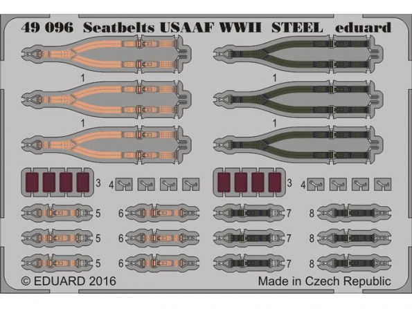 EDUARD photodecoupe avion 49096 Harnais metal USAAF WWII 1/48