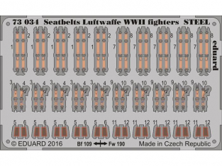 EDUARD photodecoupe avion 73034 Harnais Metal chasseurs Luftwaffe WWII 1/72