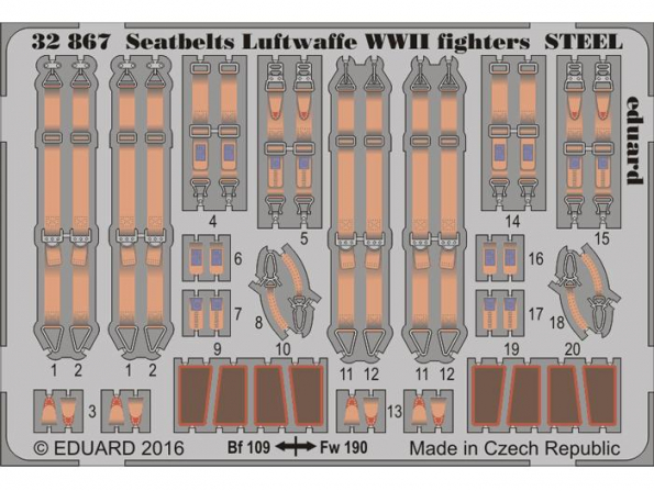Eduard photodécoupe avion 32867 Harnais metal chasseurs Luftwaffe WWII 1/32