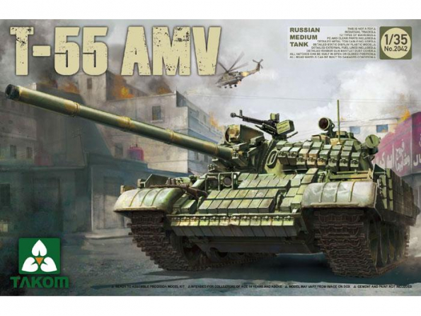 Takom maquette militaire 2042 CHAR MOYEN RUSSE T-55 AMV 1/35