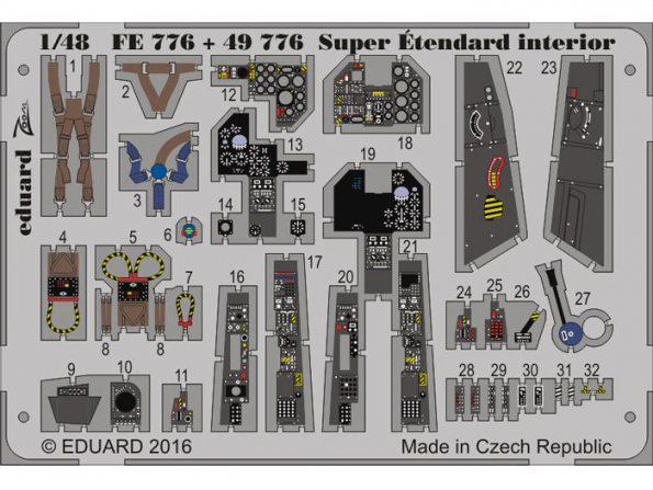 EDUARD photodecoupe avion FE776 Interieur Super Etendard Kinetic 1/48