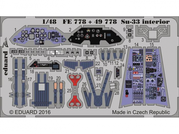 EDUARD photodecoupe avion 49778 Interieur Sukhoi Su-33 Kinetic 1/48