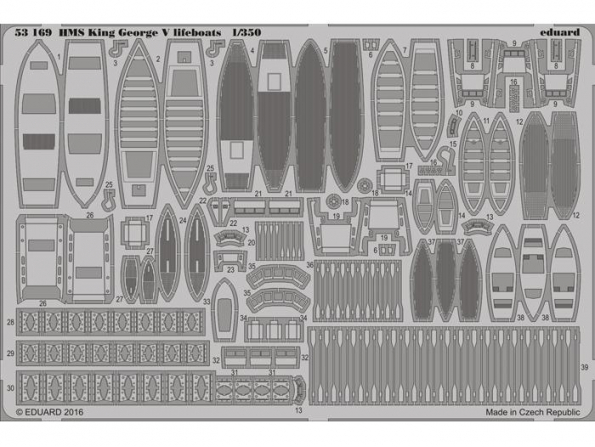 Eduard photodecoupe bateau 53169 HMS King Georges V Canots de sauvetage Tamiya 1/350