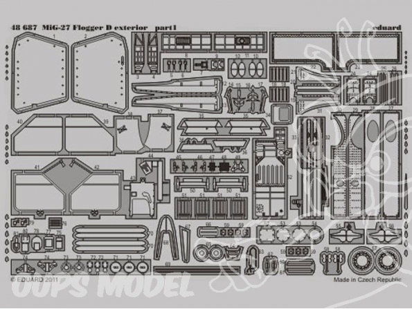 EDUARD photodecoupe avion 48687 Exterieur de MiG-27 Flogger D 1/48