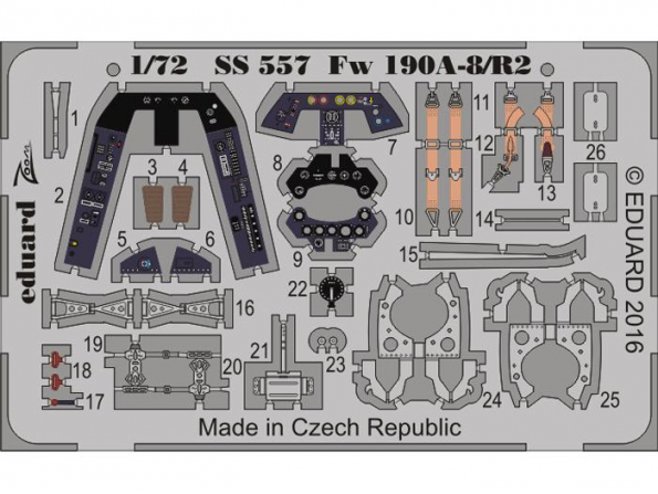 EDUARD photodecoupe avion SS557 Interieur Focke Wulf Fw 190A-8/R2 Weekend Eduard 1/72