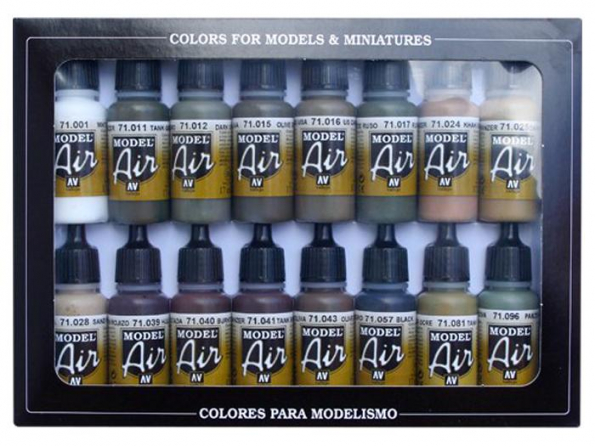 Vallejo Set Model Air 71190 Couleurs Allemandes / Alliés WWII 16 x 17ml