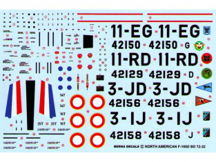 Decalques Berna decals BD72-32 North American F-100D couleur Française 1/72