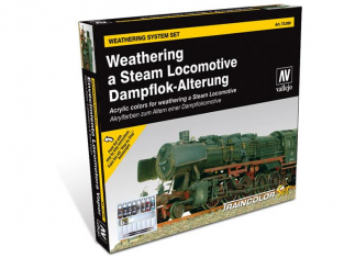 Vallejo Set Model Color 73099 Weathering Locomotive à vapeur 8 x 17ml + 1x 35ml et 2 pinceaux