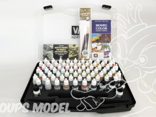 Vallejo Malette Model Color 70172 Couleurs basiques 72 x 17ml + 3 Pinceaux