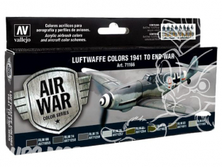 Vallejo Set Model Air 71166 Couleurs Luftwaffe de 1941 à 1945 8 x 17ml