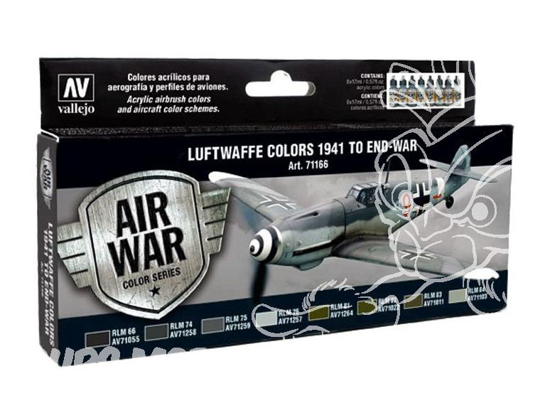 Vallejo Set Model Air 71166 Couleurs Luftwaffe de 1941 à 1945 8 x 17ml