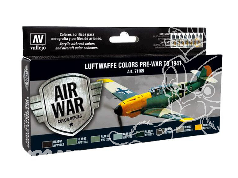 Vallejo Set Model Air 71165 Couleurs Luftwaffe d'avant Guerre à 1941 8 x 17ml