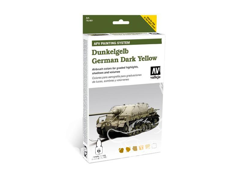 Vallejo Set Afv Painting system 78401 Dunkelgelb German Dark Yellow 6 x 8ml