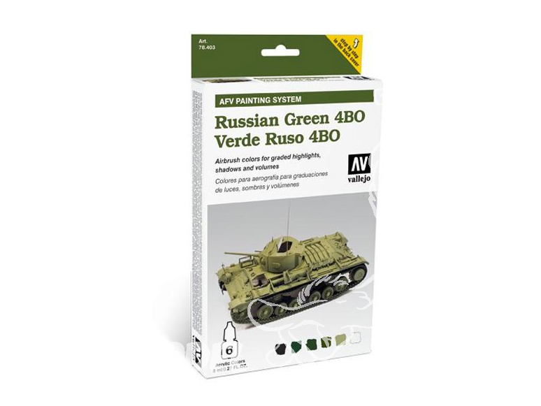 Vallejo Set Afv Painting system 78403 Vert Russe 4BO 6 x 8ml