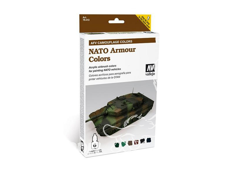 Vallejo Set Afv Camouflage colors 78413 Vehicules OTAN NATO 6 x 8ml