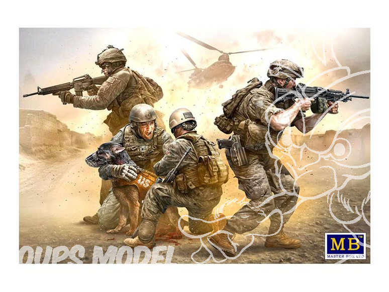 Master Box maquette figurines 35181 ON NE LAISSE PERSONNE DERRIÈRE NOUS ÉQUIPE CYNOPHILE US ARMY AFGHANISTAN 2010 1/35