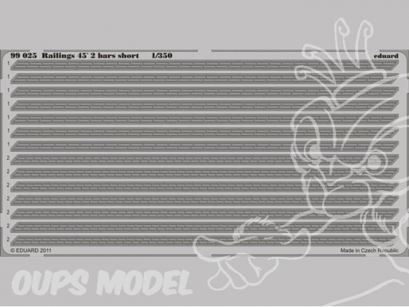 Eduard photodecoupe bateau 99025 Balustrades 45&39 2 1/350