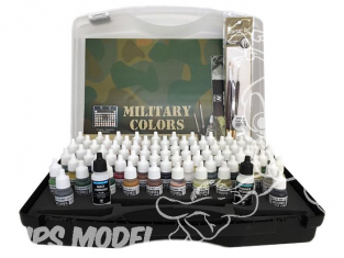 Vallejo Malette Model Color 70173 Set militaire 74 x 17ml + 3 Pinceaux