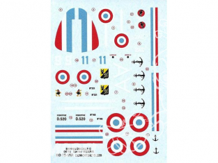 Decalques Berna decals BD72-11R Dewoitine D.520 1/72